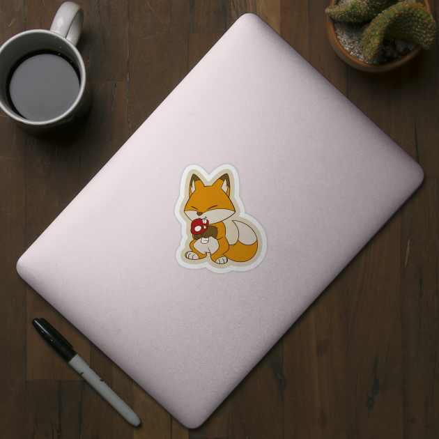 Fox Eating Mushroom by Firestorm Fox